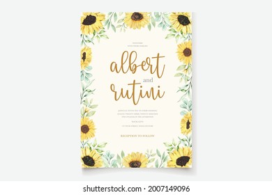 watercolor sunflower invitation card set
