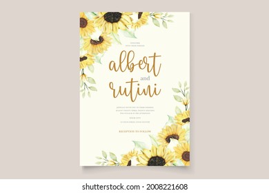 watercolor sunflower invitation card set