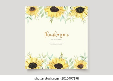 watercolor sunflower invitation card set