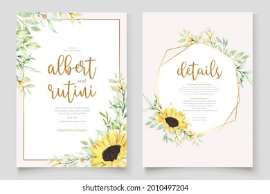 watercolor sunflower invitation card set
