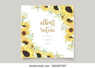 watercolor sunflower invitation card set