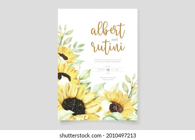 watercolor sunflower invitation card set