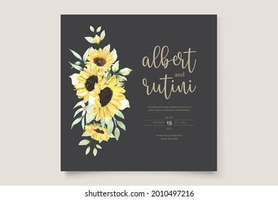 watercolor sunflower invitation card set