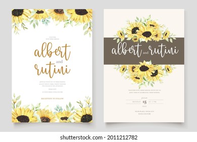 watercolor sunflower invitation card set