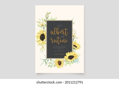 watercolor sunflower invitation card set