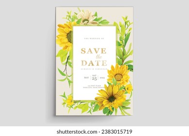 watercolor sunflower invitation card set