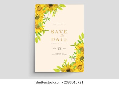 conjunto de tarjetas de invitación de girasol de color agua