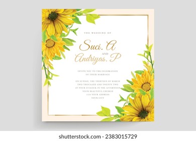 conjunto de tarjetas de invitación de girasol de color agua