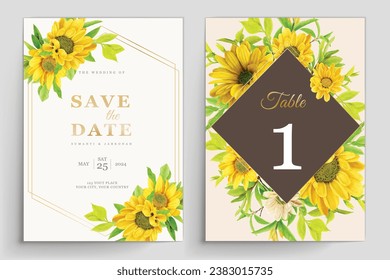 watercolor sunflower invitation card set