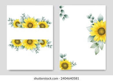 conjunto de tarjetas de invitación de girasol de color agua
