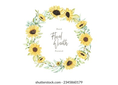 watercolor sunflower wreath illustration design