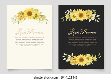 watercolor sunflowers wedding invitation card set