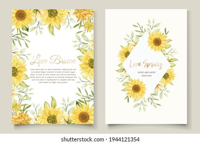 watercolor sunflowers wedding invitation card set