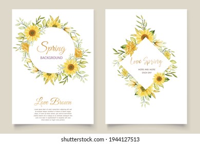 watercolor sunflowers wedding invitation card set