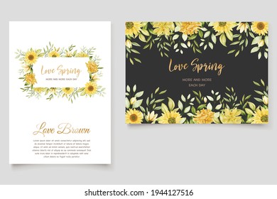 watercolor sunflowers wedding invitation card set