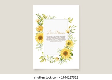 watercolor sunflowers wedding invitation card set