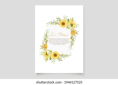 watercolor sunflowers wedding invitation card set