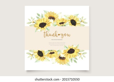 watercolor sunflowers wedding invitation card set