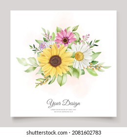 watercolor sunflowers wedding invitation card set