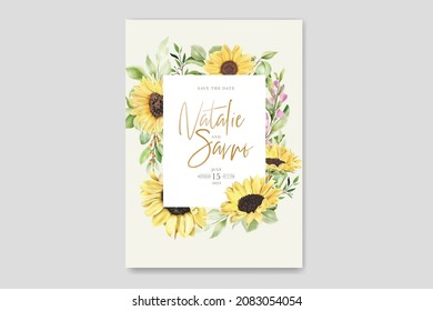 watercolor sunflowers wedding invitation card set