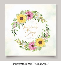 watercolor sunflowers wedding invitation card set