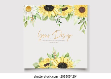 watercolor sunflowers wedding invitation card set