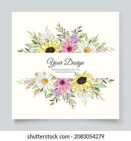 watercolor sunflowers wedding invitation card set