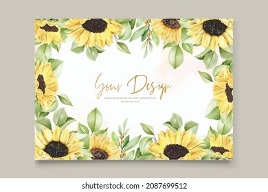 watercolor sunflowers wedding invitation card set
