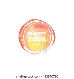 Watercolor Sunset Yoga Logo