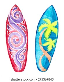 Watercolor Surf Board Vector