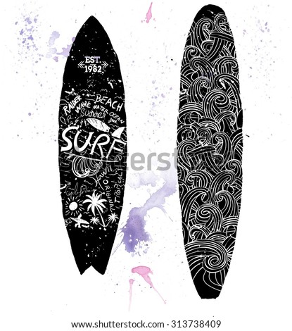 watercolor surfing design all
