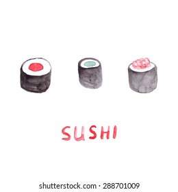 Watercolor sushi in vector - for menu, poster and other