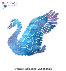 Watercolor swan, vector illustration