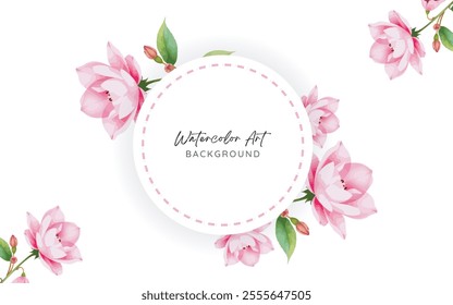 watercolor sweet pink pastel color floral frame background wedding invitation card with beautiful flowers.