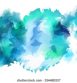 Watercolor swirling light and dark turquoise background.All isolated.