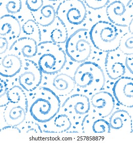 watercolor swirls seamless vector pattern