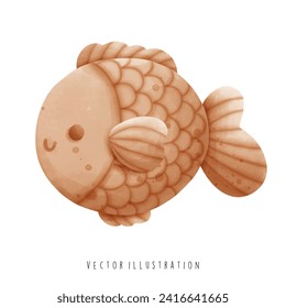 Watercolor of Taiyaki, Japanese Culture. Travel and Landmark. Vector Illustration