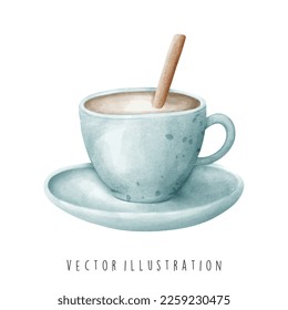 Wasserfarbentee, Kaffeebeutel, Vektorgrafik