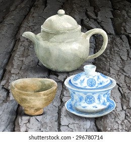 watercolor tea things