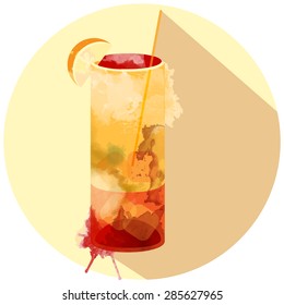 watercolor techniques vector cocktail pictures. Hand drawn illustration of cocktail. Vintage Cocktail Party Invitation Poster.  Cocktail