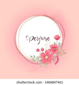 Watercolor template for a birthday wedding celebration with flowers and space for text. Hand drawing. Vector illustration