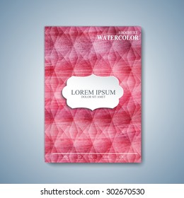 Watercolor template brochure, magazine, flyer, booklet, cover or report in A4 size for your design . Vector Illustration.