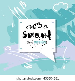 Watercolor text bubble.The design element with the text bubble. The template for the text in the form of hand-drawn colored with paint spots.