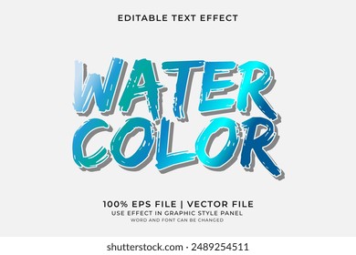 Watercolor text effect editable vector