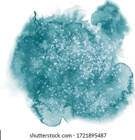 Watercolor texture abstract, blue white pink, galaxy, vector, stars, sky, stain. 