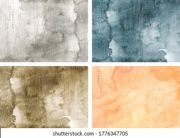 Arrière-plan texture à l'aquarelle avec motif à plat en ligne, image vectorielle. Création de carte japonaise avec modèle en bois.