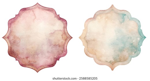 Watercolor texture backgrounds, elegant shapes, soft pastel colors, artistic design elements, perfect for invitations.