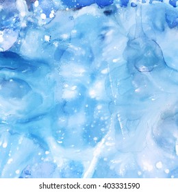  watercolor texture with blue splashes of white.Vector illustration
