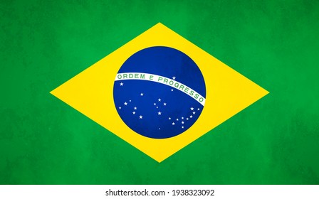 Bandera de textura acuarela de Brasil. Bandera griega creativa del país de Brasil con un fondo brillante