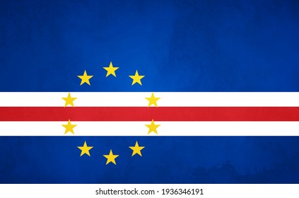 Watercolor texture flag of Cape Verde. Creative grunge flag of Cape Verde country with shining background